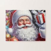 Puzzle Père Noël classique avec cadeau et ornements (Horizontal)