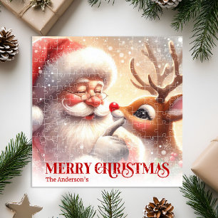 Puzzle Père Noël cosy Rudolph Noël personnalisé pour enfa