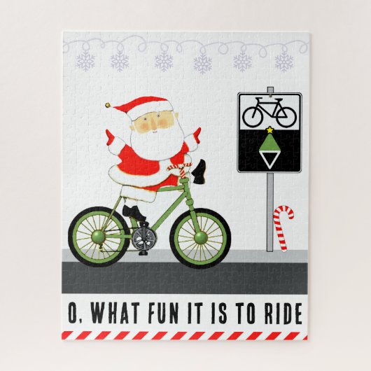 Puzzle Père Noël cyclant Noël (Vertical)