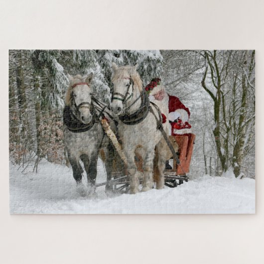 Puzzle Père Noël et chevaux (Horizontal)