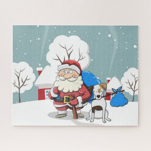 Puzzle Père Noël et Chien (Horizontal)