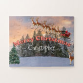 Puzzle Père Noël et son renne personnalisés (Horizontal)