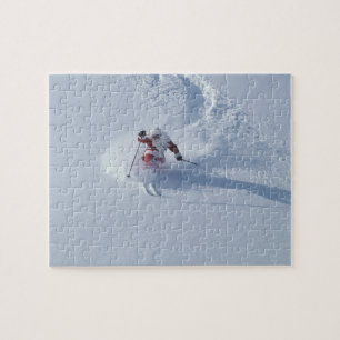 Puzzle Père Noël faisant du ski à la station de ski Snowb