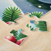 Puzzle Père Noël festif sortant de la cheminée (Côté)