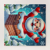 Puzzle Père Noël festif sortant de la cheminée (Horizontal)