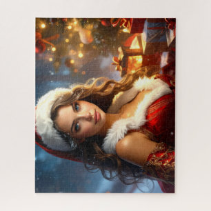 Puzzle Père Noël Girl in Christmas Revery