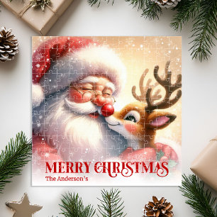 Puzzle Père Noël joyeux Rudolph Enfants personnalisés Hol
