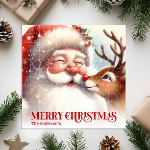 Puzzle Père Noël joyeux Rudolph Noël personnalisé pour en