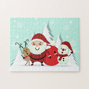 Puzzle Père Noël, Reindeer et Snowman - casse-tête de Noë
