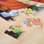 Puzzle Père Noël rétro, biscuits et lait, et caniche dans (Côté)