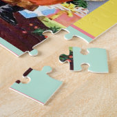 Puzzle Père Noël rétro, biscuits et lait, et caniche dans (Côté)