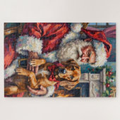 Puzzle Père Noël Rhodesian Ridgeback Art de Noël (Horizontal)