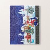 Puzzle Père Noël ride scooter dans la ville de nuit (Vertical)
