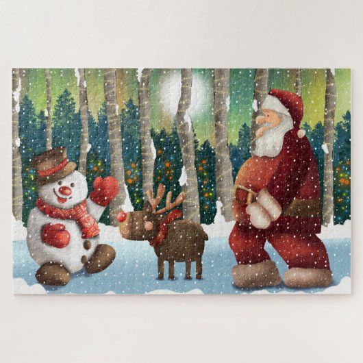 Puzzle Père Noël Rudolph et Snowman (Horizontal)