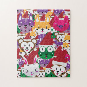 Puzzle Père Noël Spike et amis Animal Christmas Jigsaw!