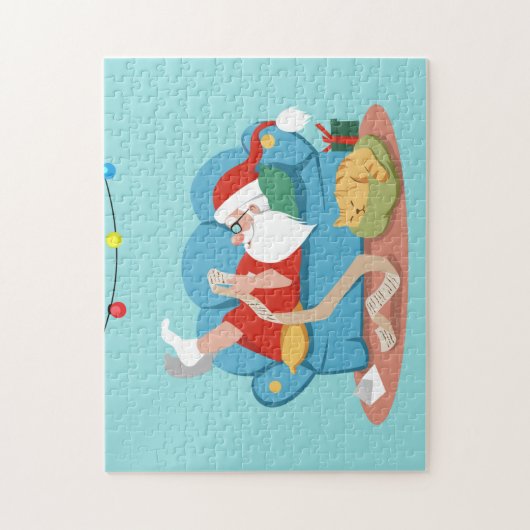 Puzzle Père Noël sur le canapé en pyjama (Vertical)