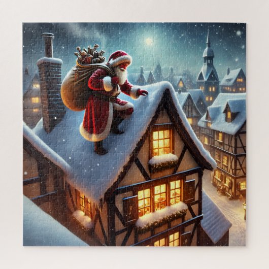 Puzzle Père Noël sur le toit (Vertical)