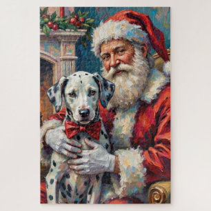 Puzzle Père Noël tenant l'art de Noël dalmate