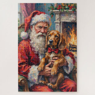 Puzzle Père Noël tenant l'art de Noël de l'Otterhound