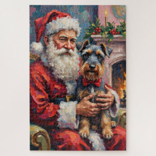 Puzzle Père Noël tenant l'art de Noël de Schnauzer