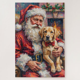 Puzzle Père Noël tenant l'art de Noël Labrador