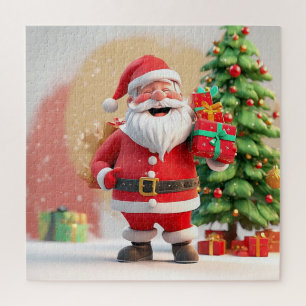 Puzzle Père Noël tenant un cadeau