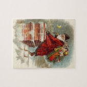 Puzzle Père Noël victorien de Noël vintage sur le toit (Horizontal)