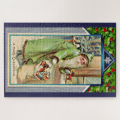 Puzzle Père Noël victorien en vert Un joyeux Noël (Horizontal)