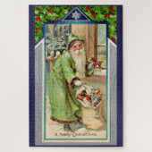 Puzzle Père Noël victorien en vert Un joyeux Noël (Vertical)