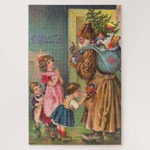 Puzzle Père Noël victorien et enfants Joyeux Noël