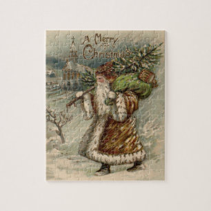 Puzzle Père Noël vintage et sapin de Noël