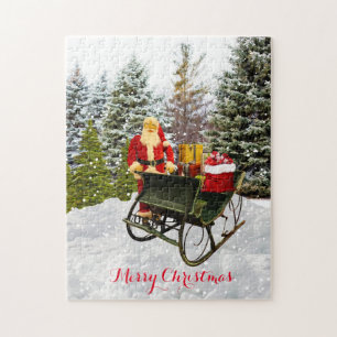 Puzzle Père Noël Vintage et son traîneau de Noël