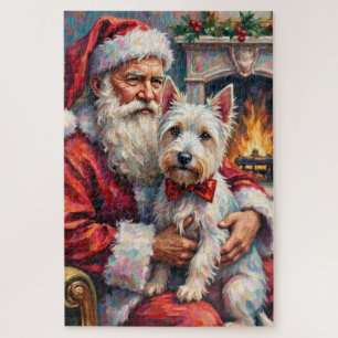 Puzzle Père Noël West Highland White Terrier Noël