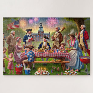 Puzzle Pères fondateurs BBQ du 4 juillet Histoire patriot