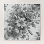 Puzzle Perfection florale noire et blanche (Horizontal)