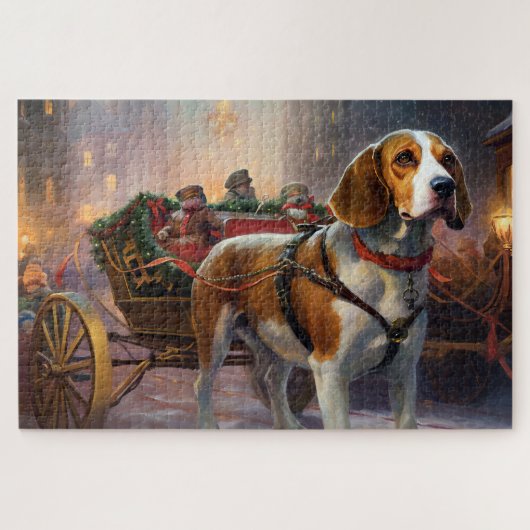Puzzle Période de fêtes de Noël Beagle (Horizontal)