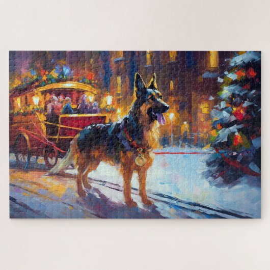 Puzzle Période de fêtes de Noël du Berger Allemand (Horizontal)