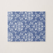 Puzzle Périwinkle bleu et blanc Damas (Horizontal)