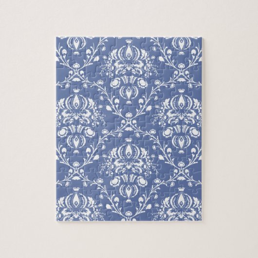 Puzzle Périwinkle bleu et blanc Damas (Vertical)