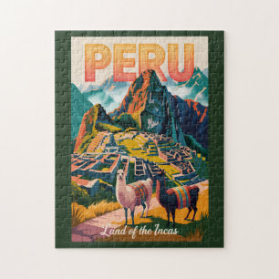 Puzzle Pérou Machu Picchu Illustration Art de Voyage Vint
