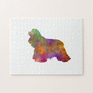 Puzzle perro american cocker spaniel silueta en acuarar