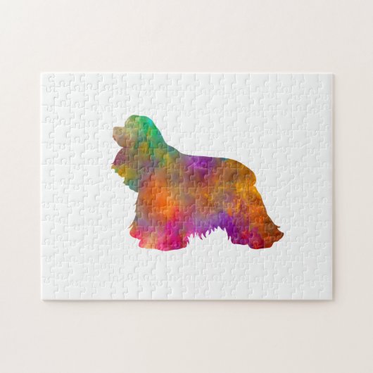 Puzzle perro american cocker spaniel silueta en acuarar (Horizontal)