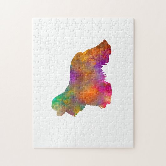 Puzzle perro american cocker spaniel silueta en acuarar (Vertical)