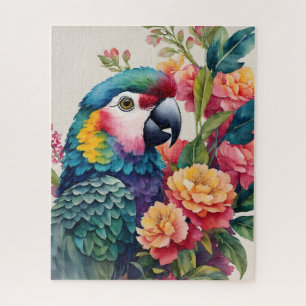 Puzzle Perroquet coloré Floral Aquarelle Art