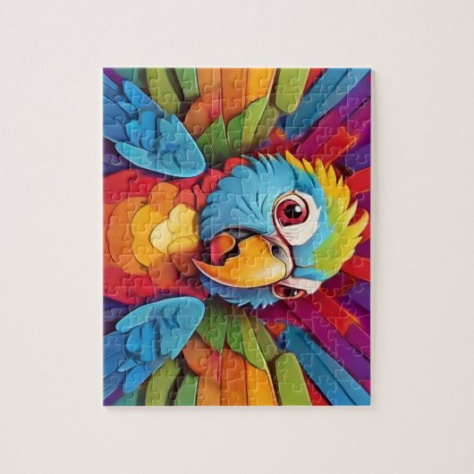 Puzzle Perroquet, dessin animé, coloré (Vertical)