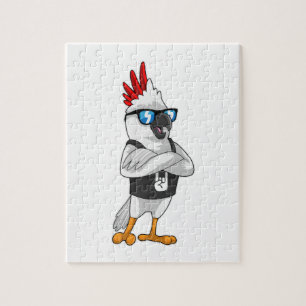Puzzle Perroquet en tant que musicien avec lunettes de so