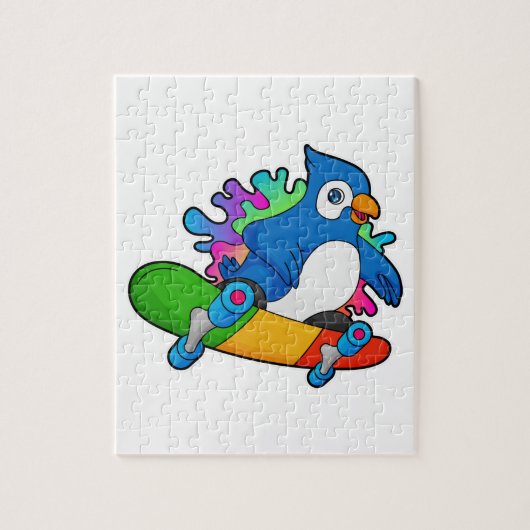 Puzzle Perroquet en tant que skate avec skateboard (Vertical)