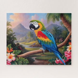 Puzzle Perroquet exotique coloré sur la branche 
