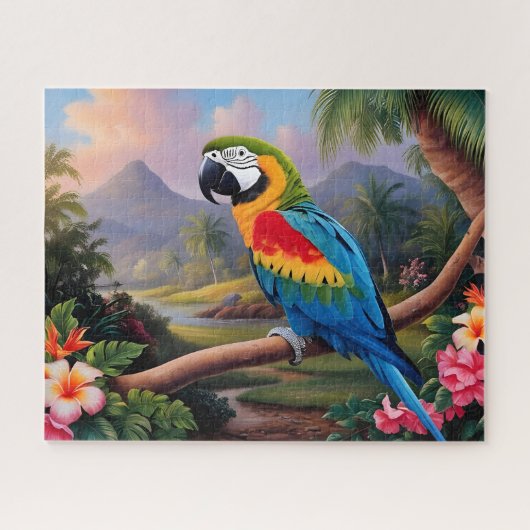 Puzzle Perroquet exotique coloré sur la branche (Horizontal)