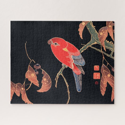 Puzzle Perroquet rouge sur la branche d'un arbre par Ito (Horizontal)